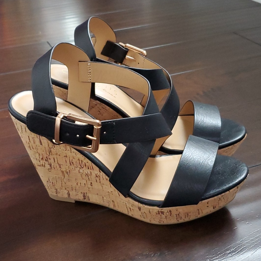 Coconuts by Matisse Black Wedge Sandals